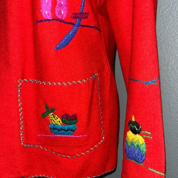 40'S VINTAGE KEYSTONE EXPORT WOOL MEXICAN EMBROIDERED TOURIST SOUVENIR JACKET - Picture 5 of 10